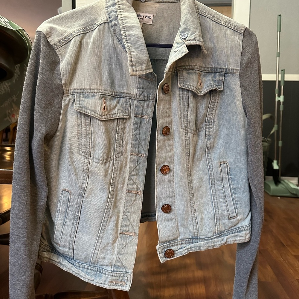 Celebrity Pink Light Blue and Gray Jean Jacket